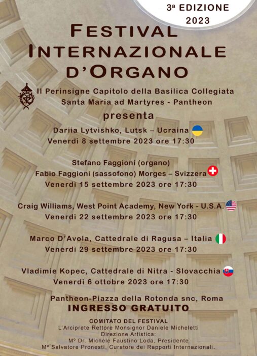 festival internazionale d'organo 2023 Pantheon Roma