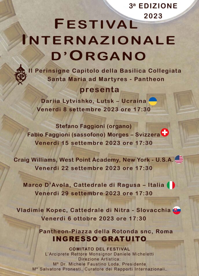 festival internazionale d'organo 2023 Pantheon Roma